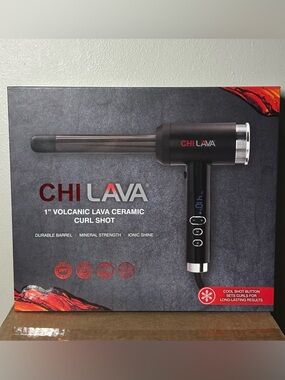 New! Never used - CHI Lava Volcanic Ceramic Curl Shot - Black with Red Accents